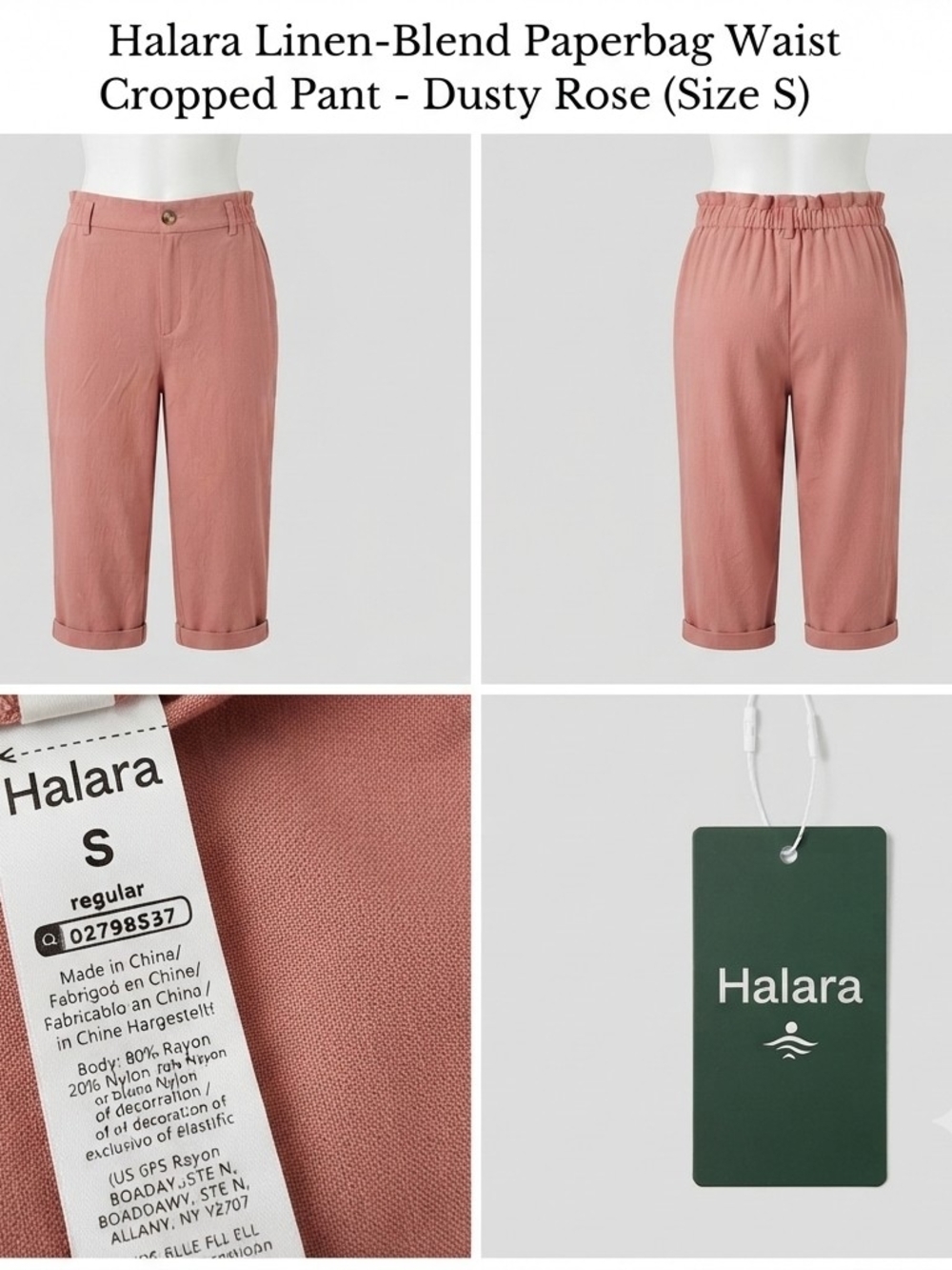 HALARA Kids Cropped Paperbag Waist Pants - Dusty Rose